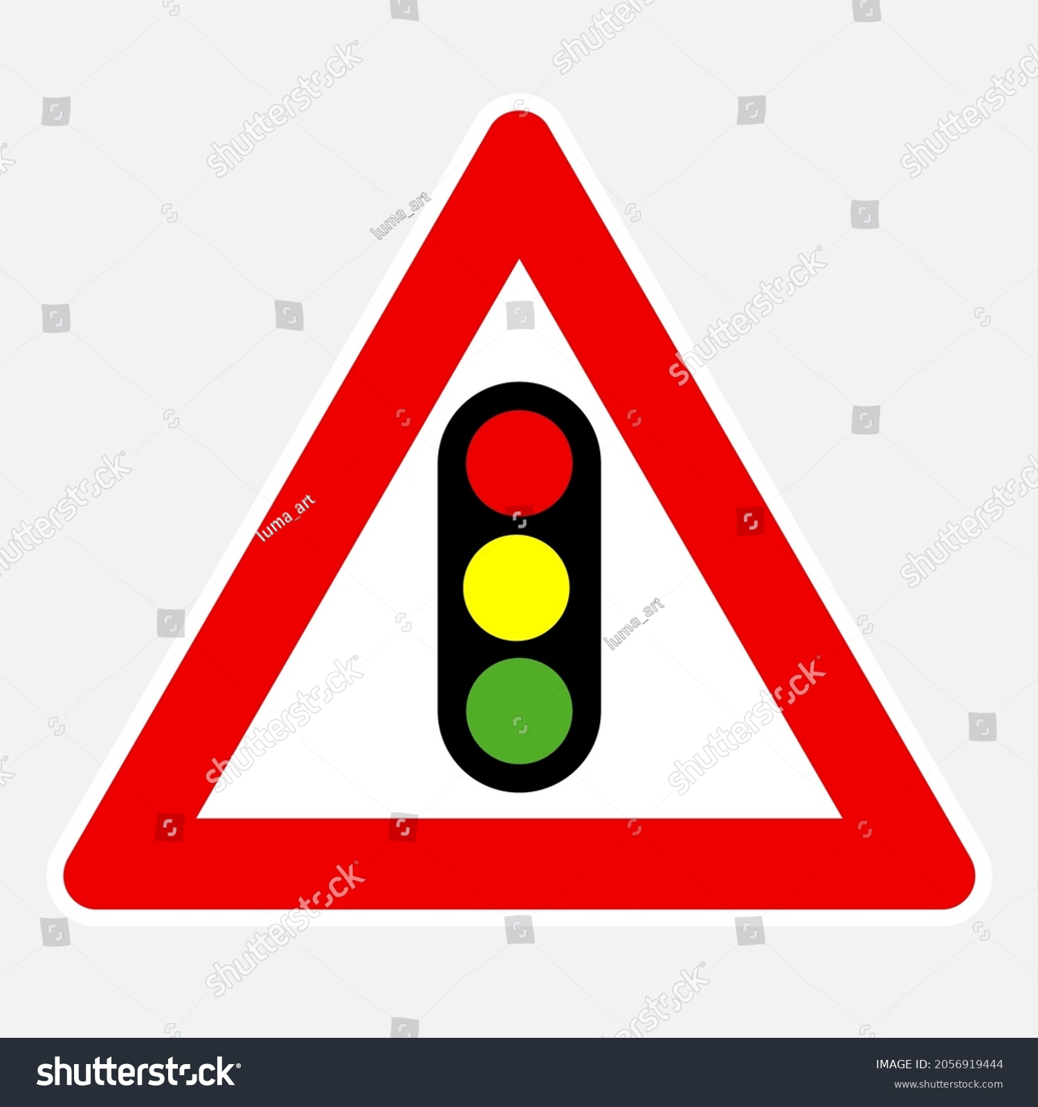 Traffic signals ahead vector danger road sign - Royalty Free Stock ...