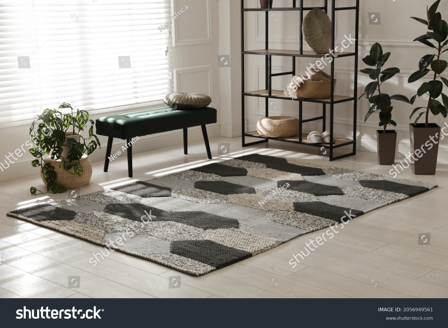Stylish carpet with pattern on floor in room #2056949561