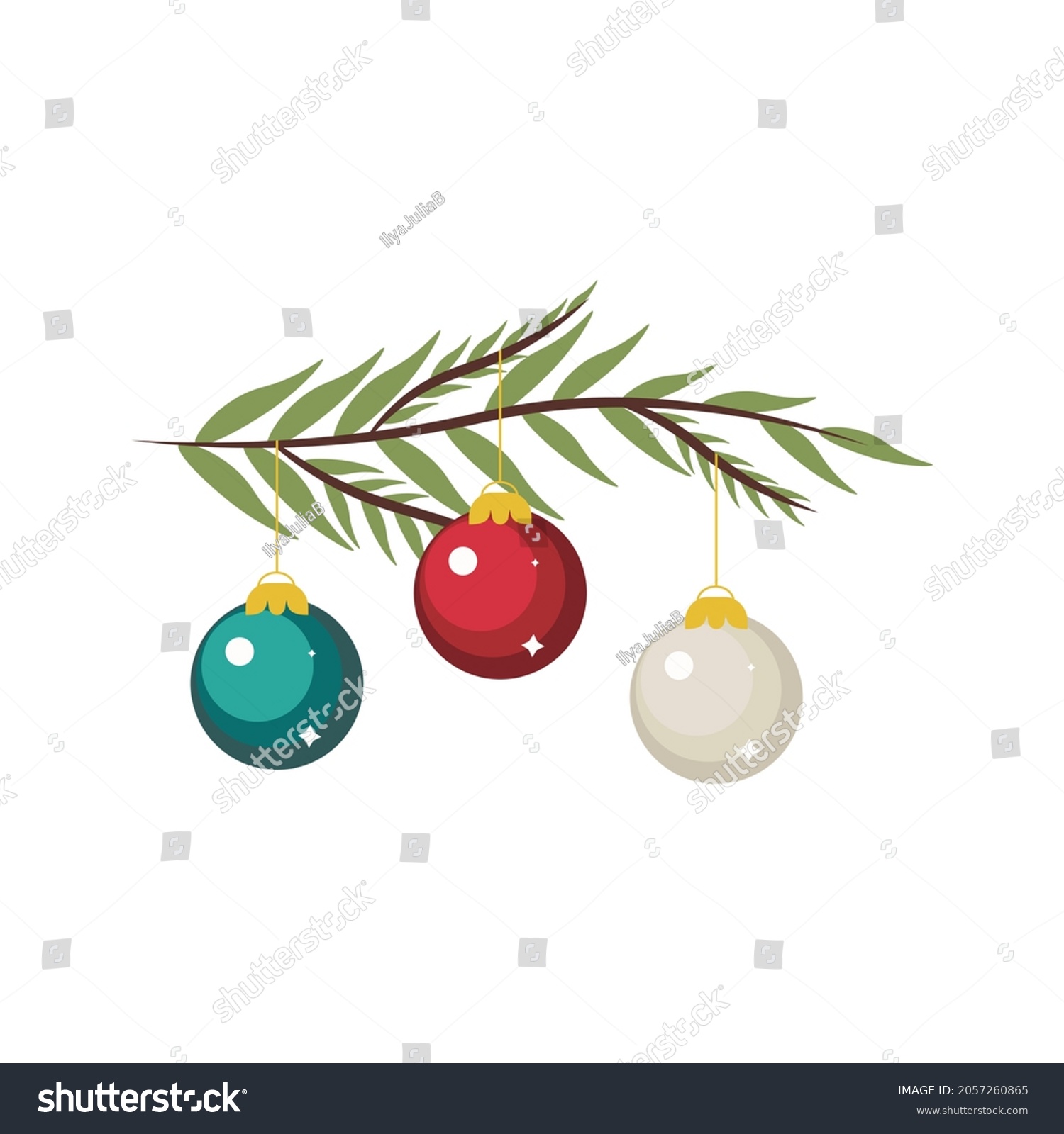  Tree branch  with toys vector illustration #2057260865