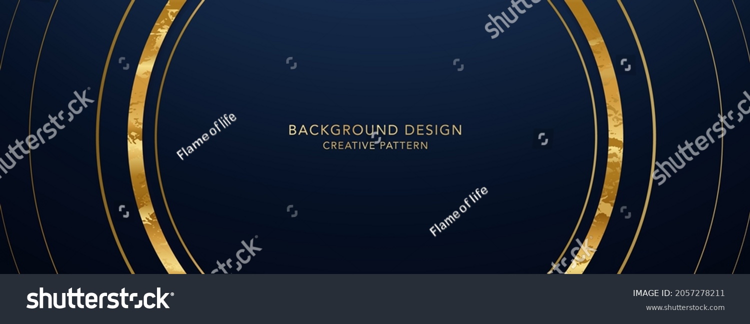 Premium background design with gold circle pattern on dark backdrop. Vector horizontal template for business banner, formal invitation, luxury voucher, prestigious gift certificate #2057278211