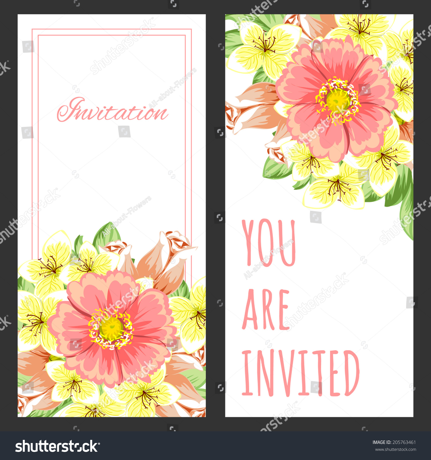 Set of invitations with floral background #205763461