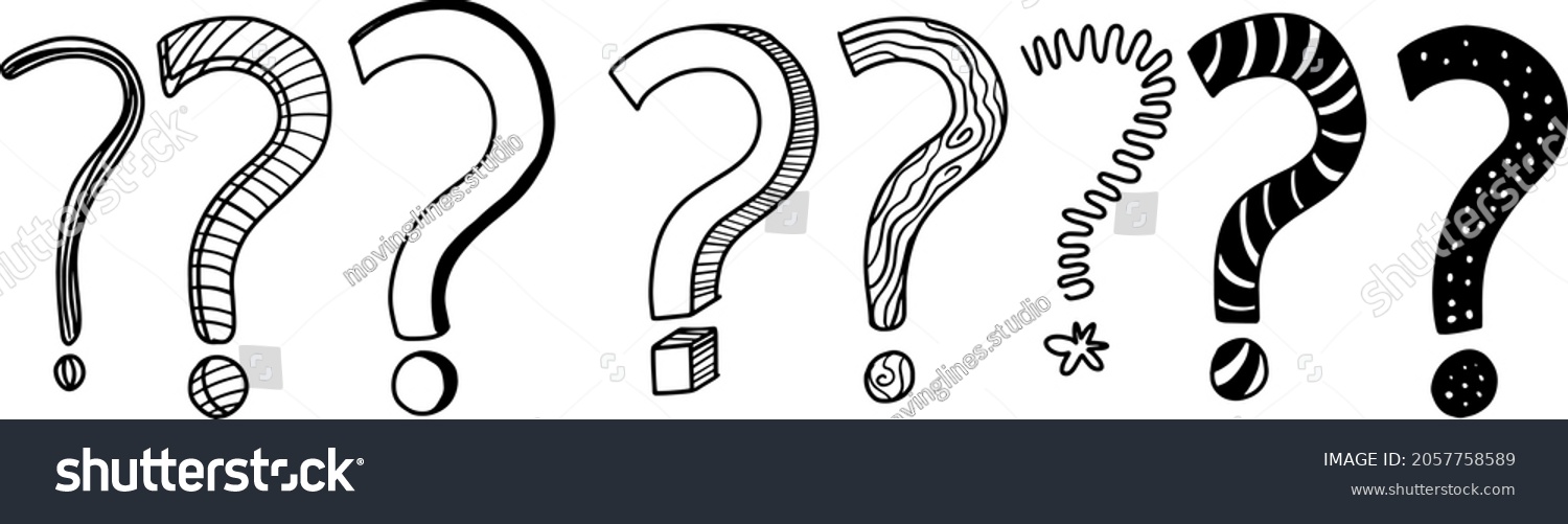 Set Of Hand Drawn Question Mark Doodles On White Royalty Free Stock