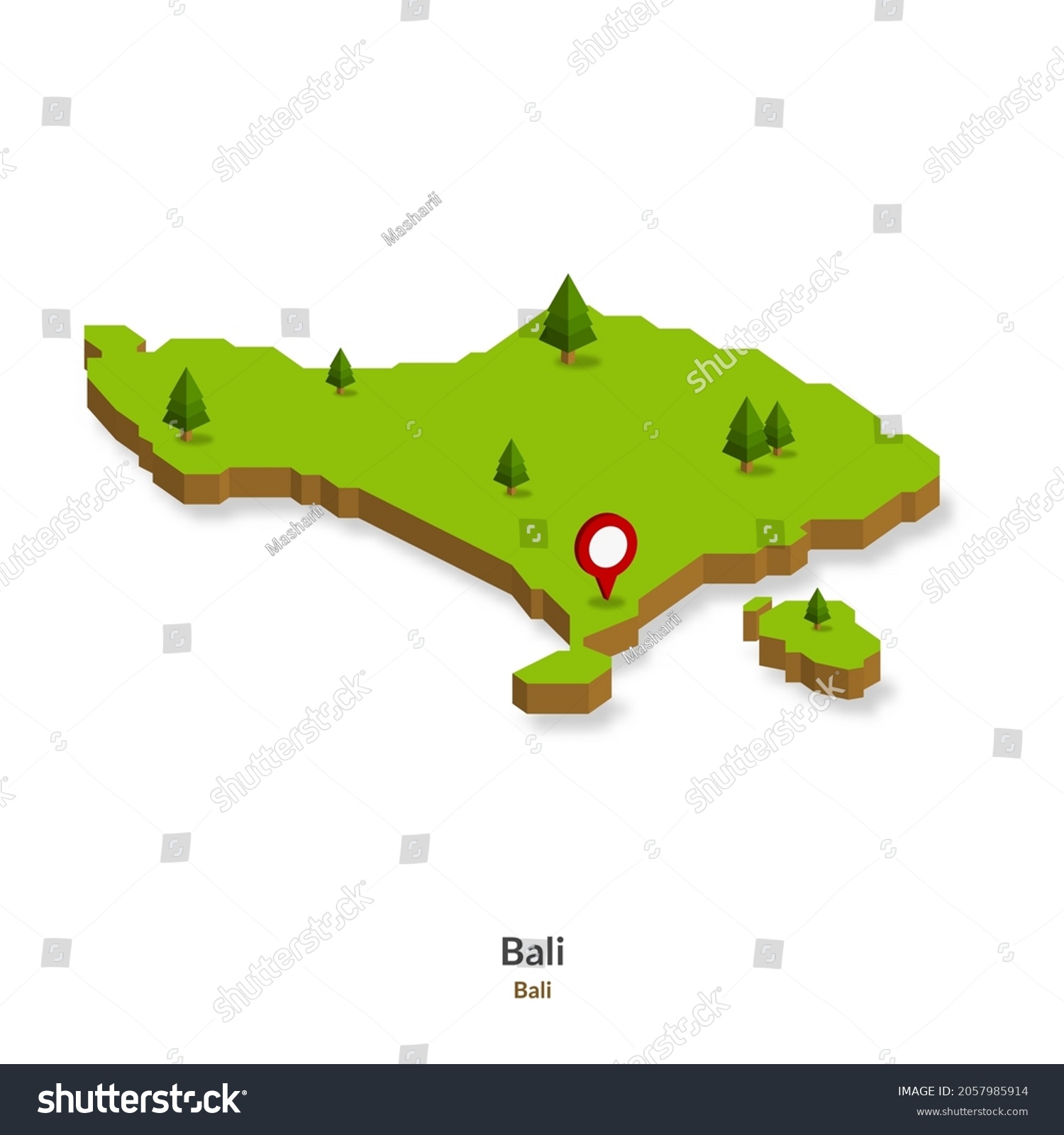 Isometric Map Of Bali Province Indonesia Royalty Free Stock Vector