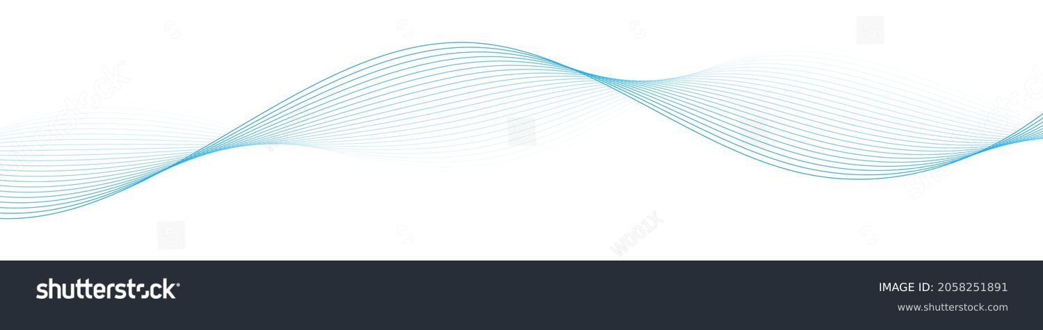 Abstract blue smooth wave on a white background. Dynamic sound wave. Design element. Vector illustration. #2058251891