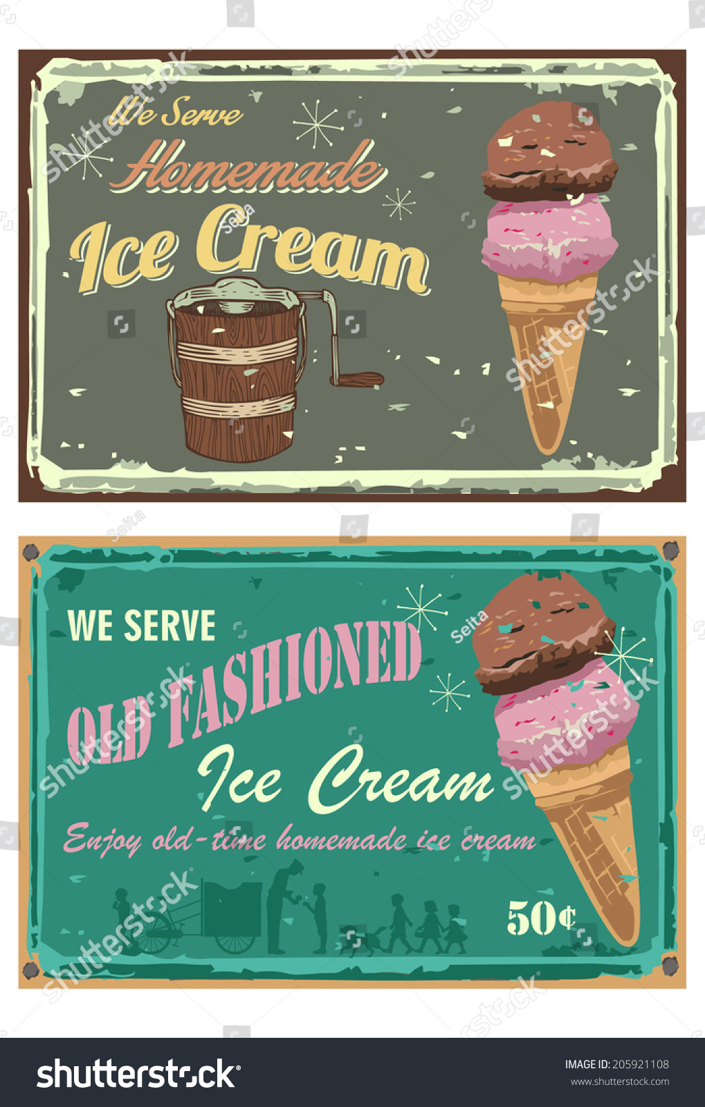 Vintage Ice Cream Sign - Royalty Free Stock Vector 205921108 - Avopix.com