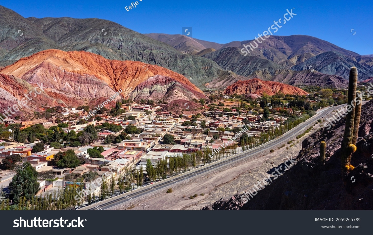 View on Purmamarca and the seven colored mountains ( Cerro de los Siete Colores ) #2059265789
