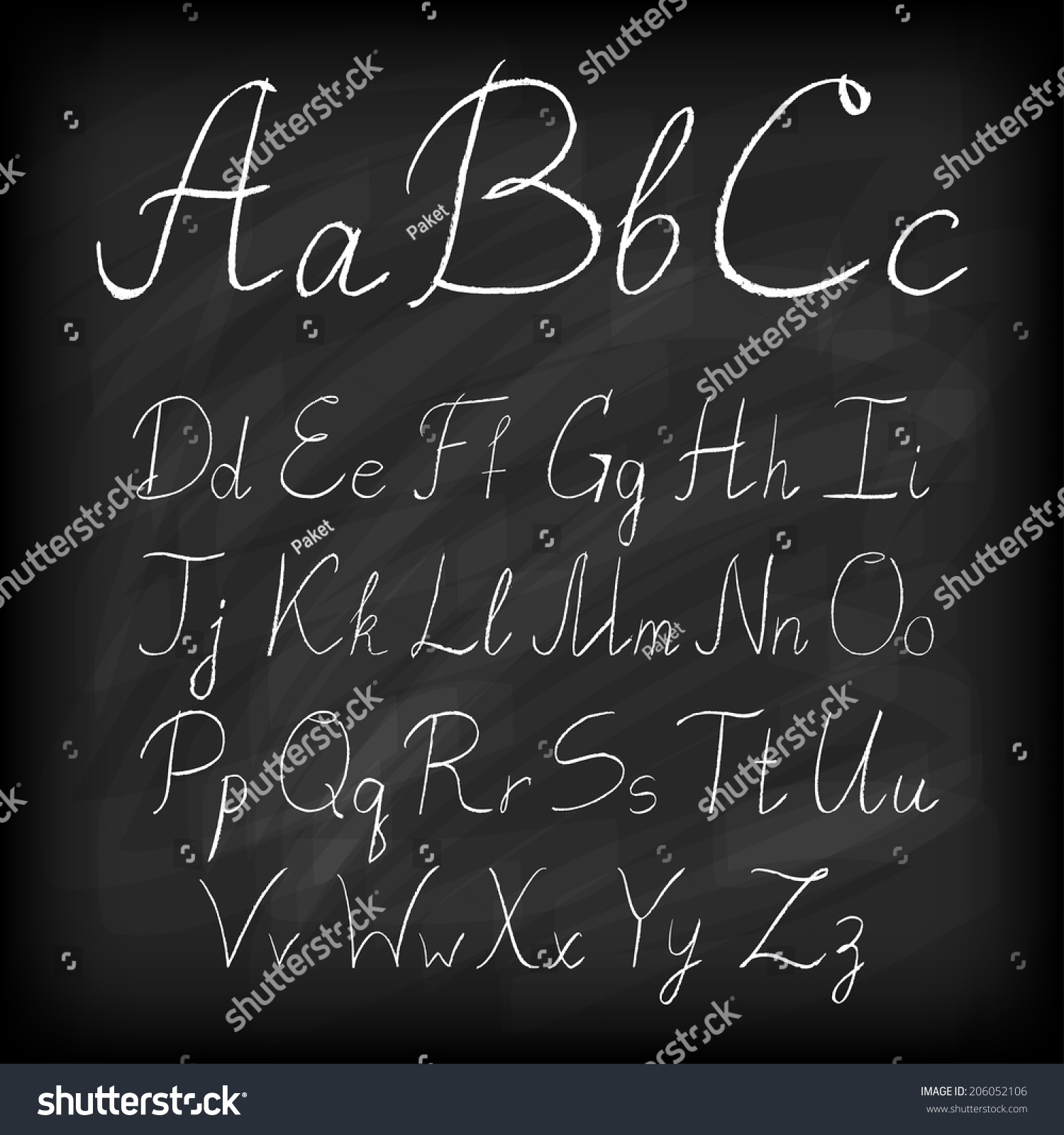 Chalk board hand drawn alphabet. - Royalty Free Stock Photo 206052106 ...