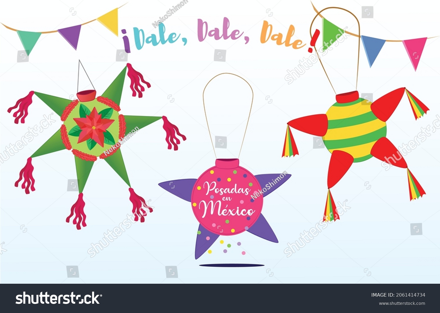 Traditional Pinatas For Mexican Party In Royalty Free Stock Vector