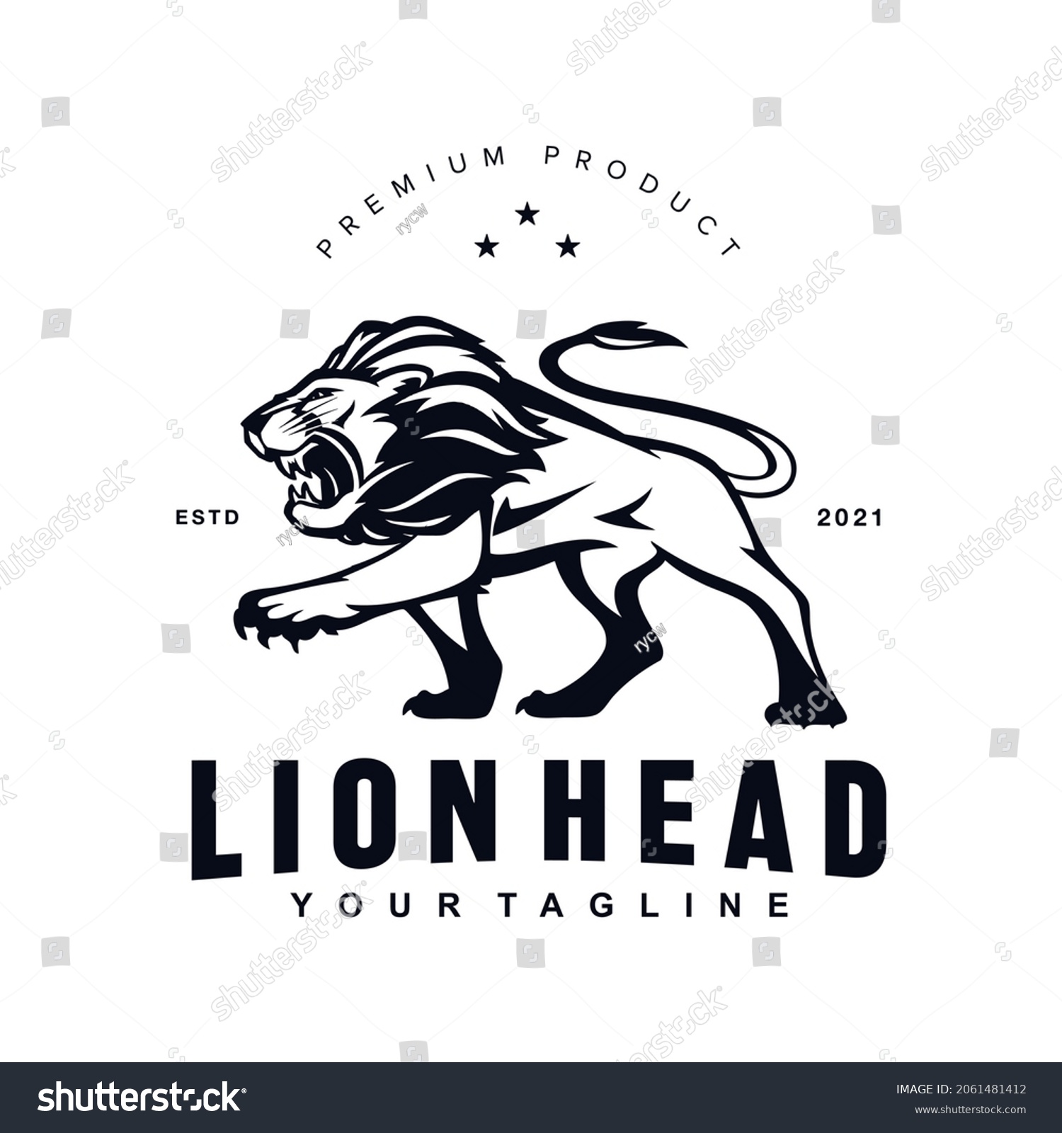 Lion Beast Logo Design Template Inspiration Idea - Royalty Free Stock ...