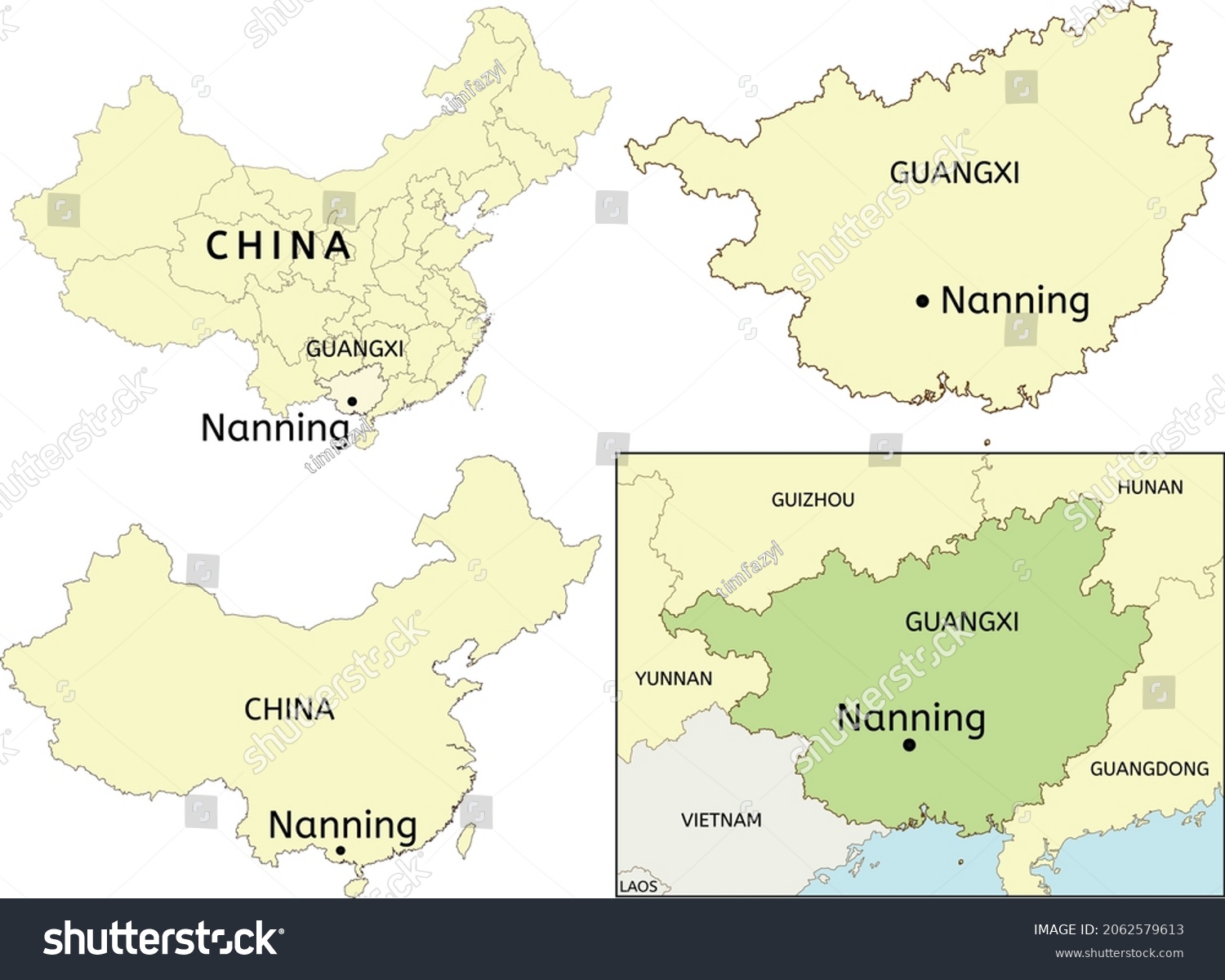 Nanning city location on map of China and - Royalty Free Stock Vector ...