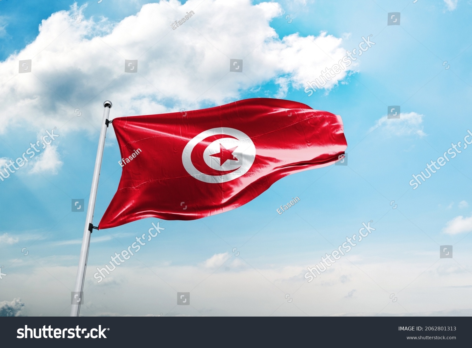 Tunisia flag in the blue sky #2062801313