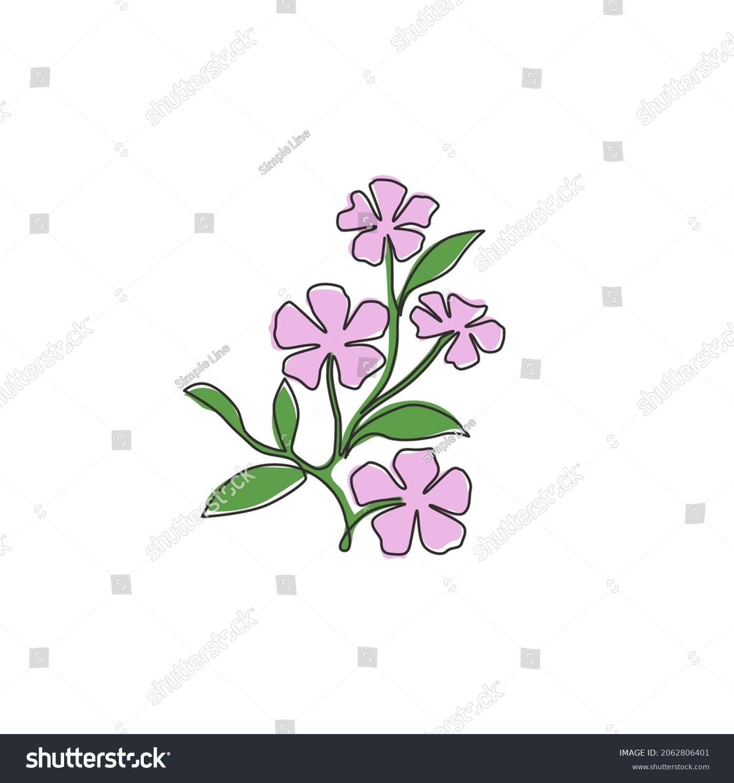 Single One Line Drawing Of Beauty Fresh Royalty Free Stock Vector