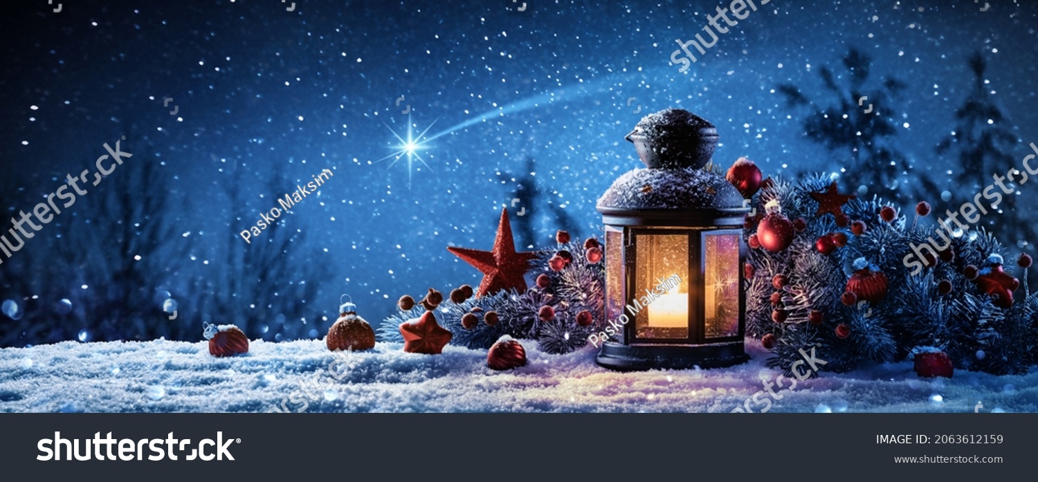 Christmas Lamp and Shooting Star Background #2063612159