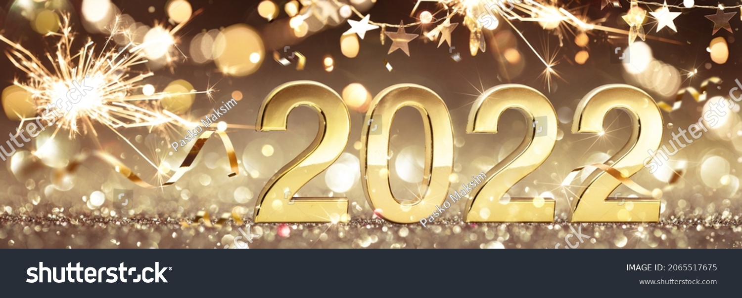 Happy New Year 2022. Golden Background with Confetti #2065517675