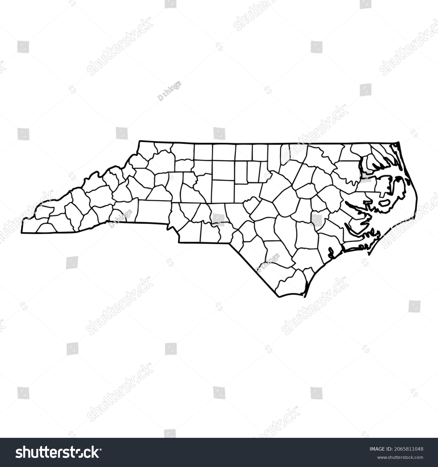 Outline Map Of North Carolina White Background. - Royalty Free Stock ...