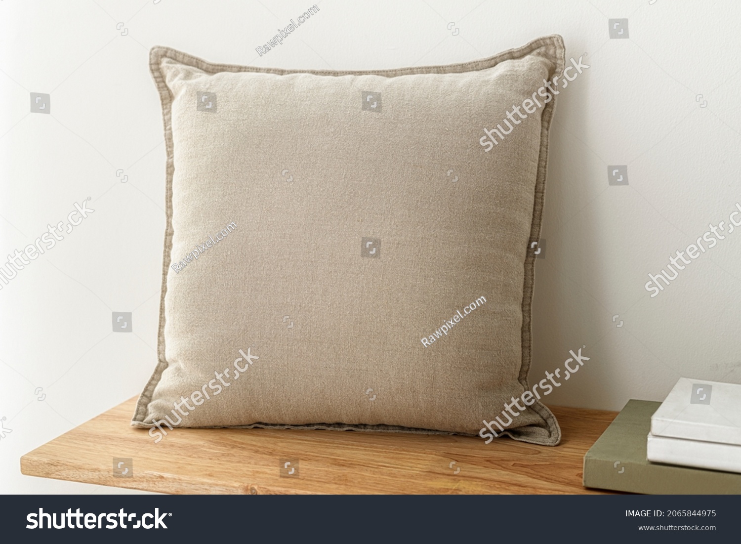 Beige cushion home decor, on a bench #2065844975