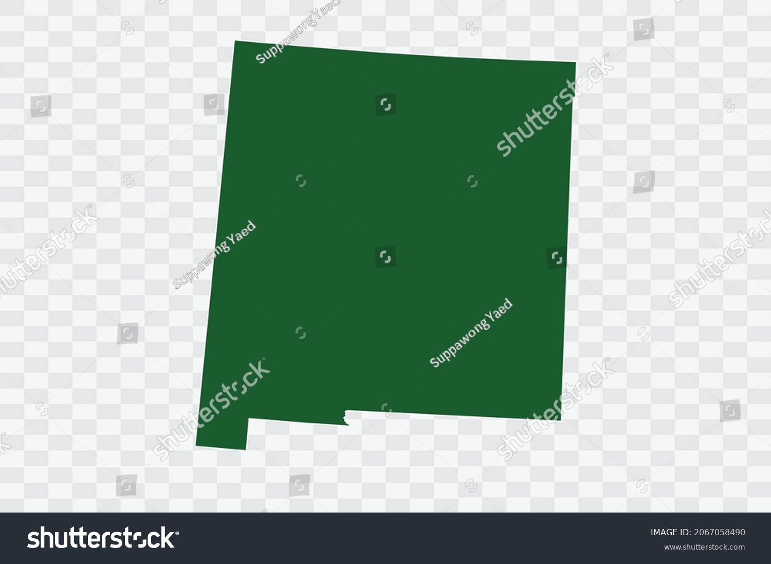 NEW MEXICO Map Green Color on Png Backgound #2067058490