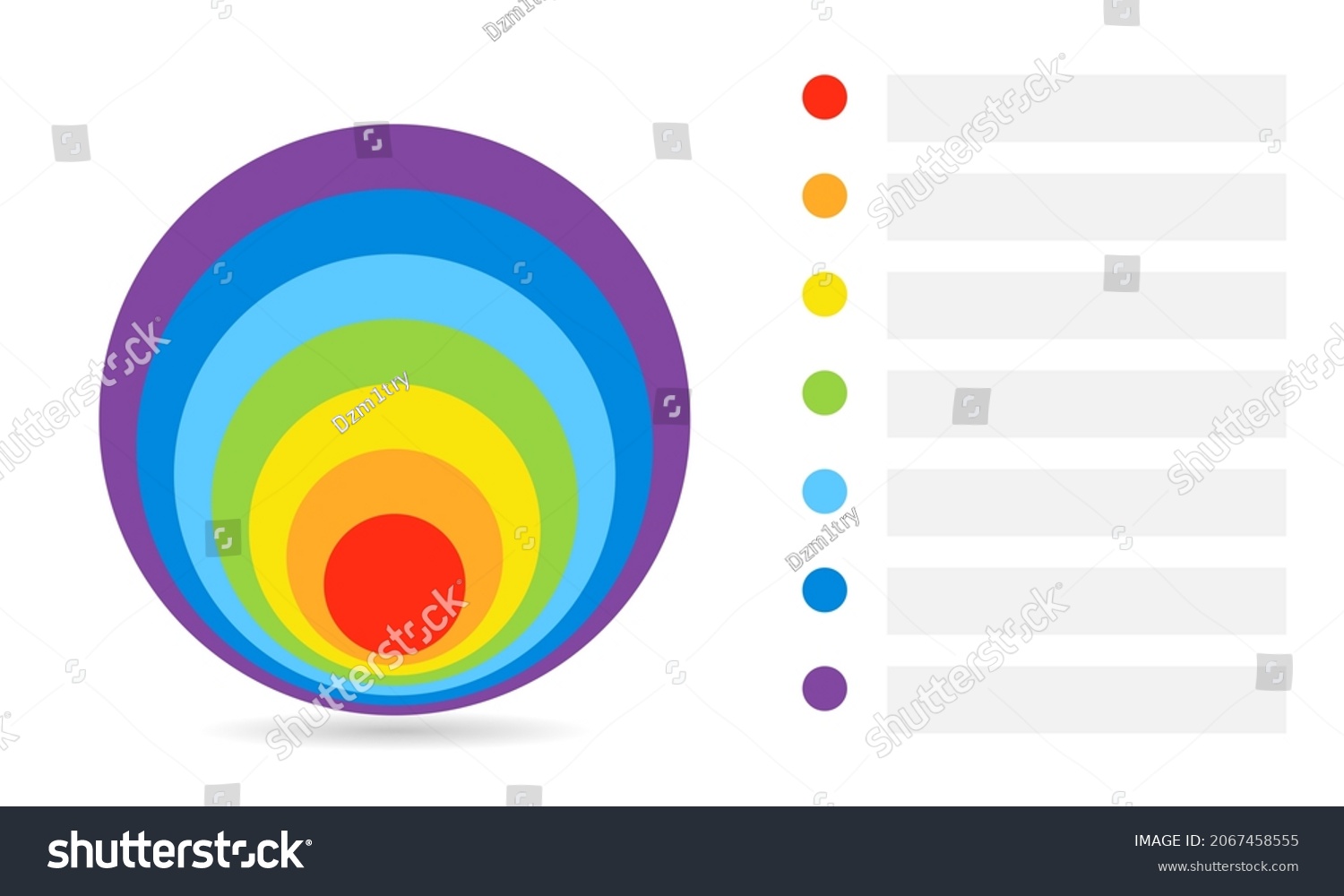 7 stacked concentric circles diagram template. - Royalty Free Stock ...