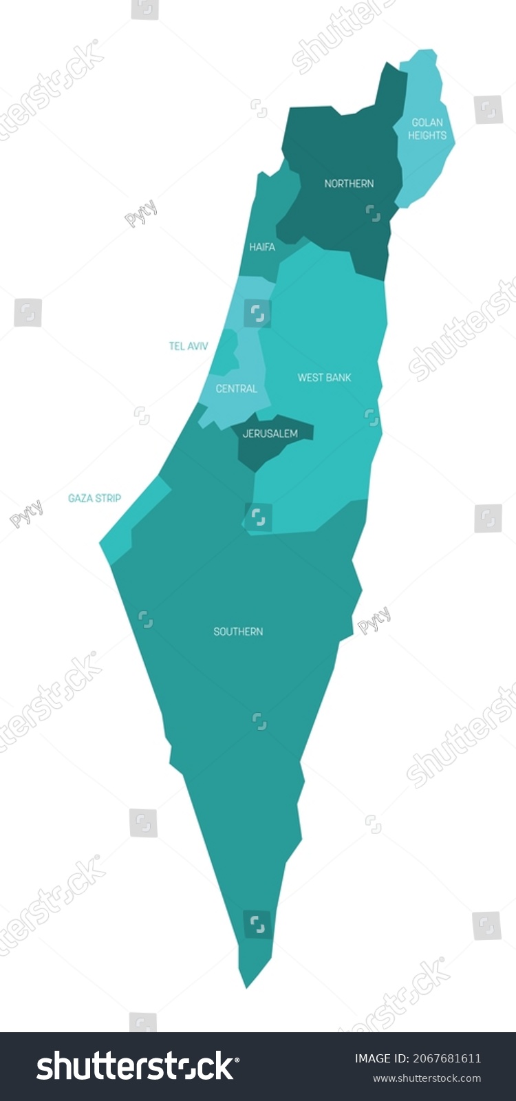 Israel - administrative map of districts - Royalty Free Stock Vector ...