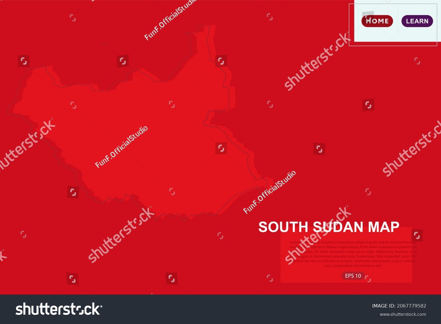 South Sudan Map - World Map International vector template with red color and outline sketch isolated on red background for education, design, website, banner - Vector illustration eps 10 #2067779582