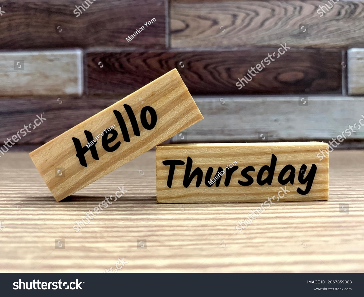 Wishing happy Thursday written on wooden bricks  #2067859388