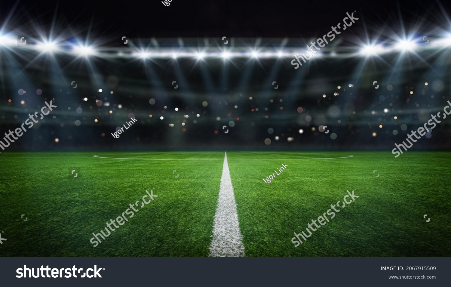 textured free soccer field in the evening light - center, midfield #2067915509