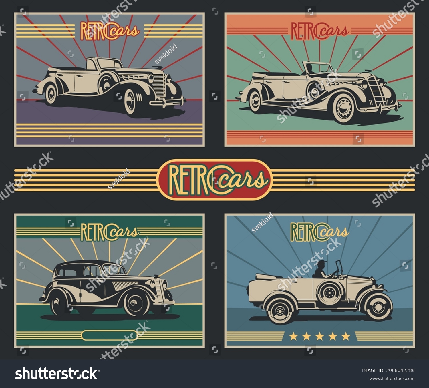 Retro Cars from the 1920s, 1930s Art Deco Style - Royalty Free Stock