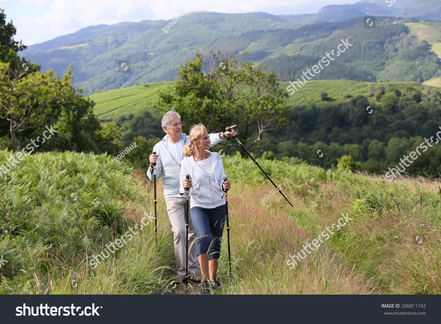 Senior couple on a hiking day  #206811742