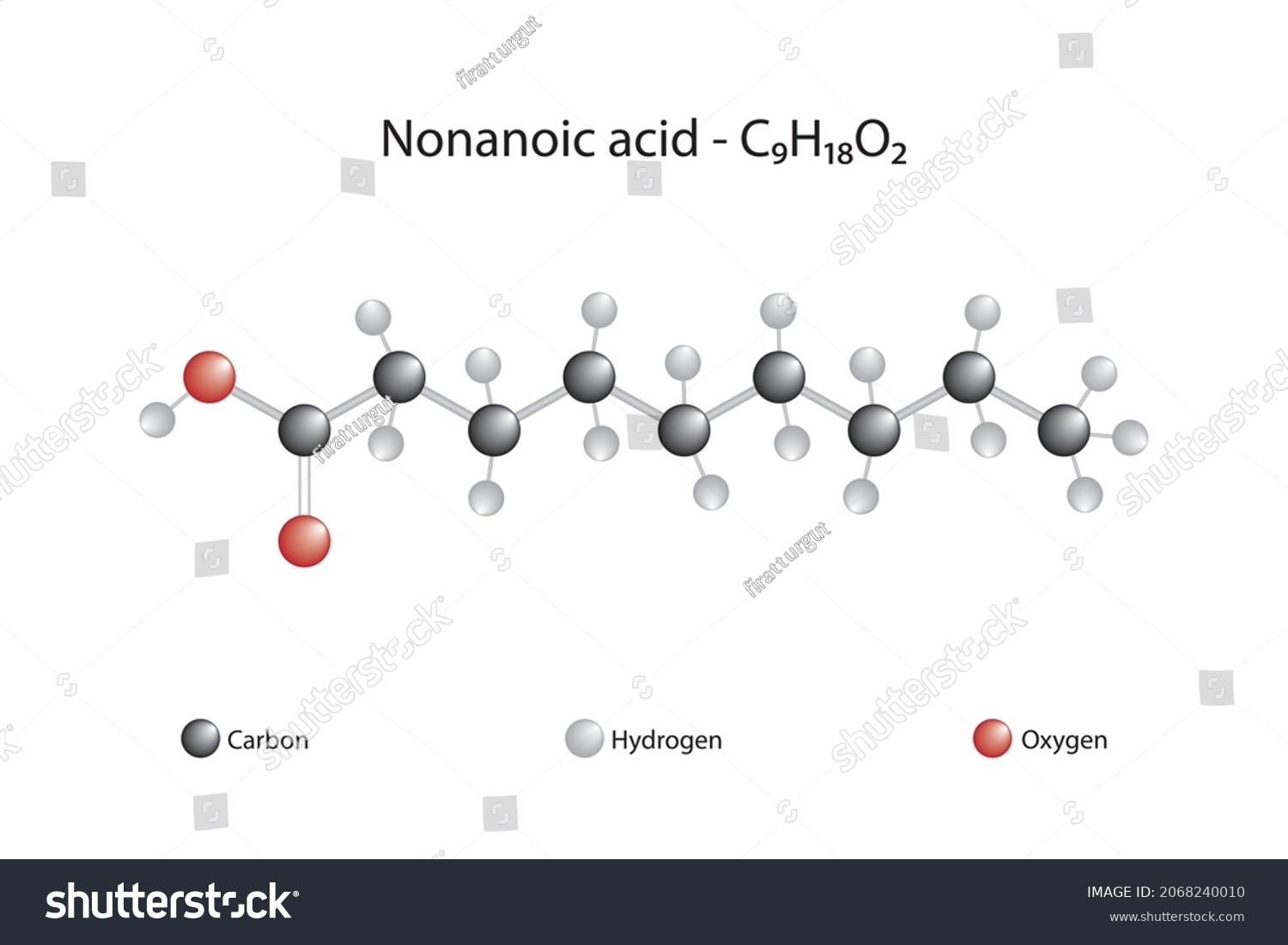 Molecular Formula Of Nonanoic Acid. Pelargonic - Royalty Free Stock ...