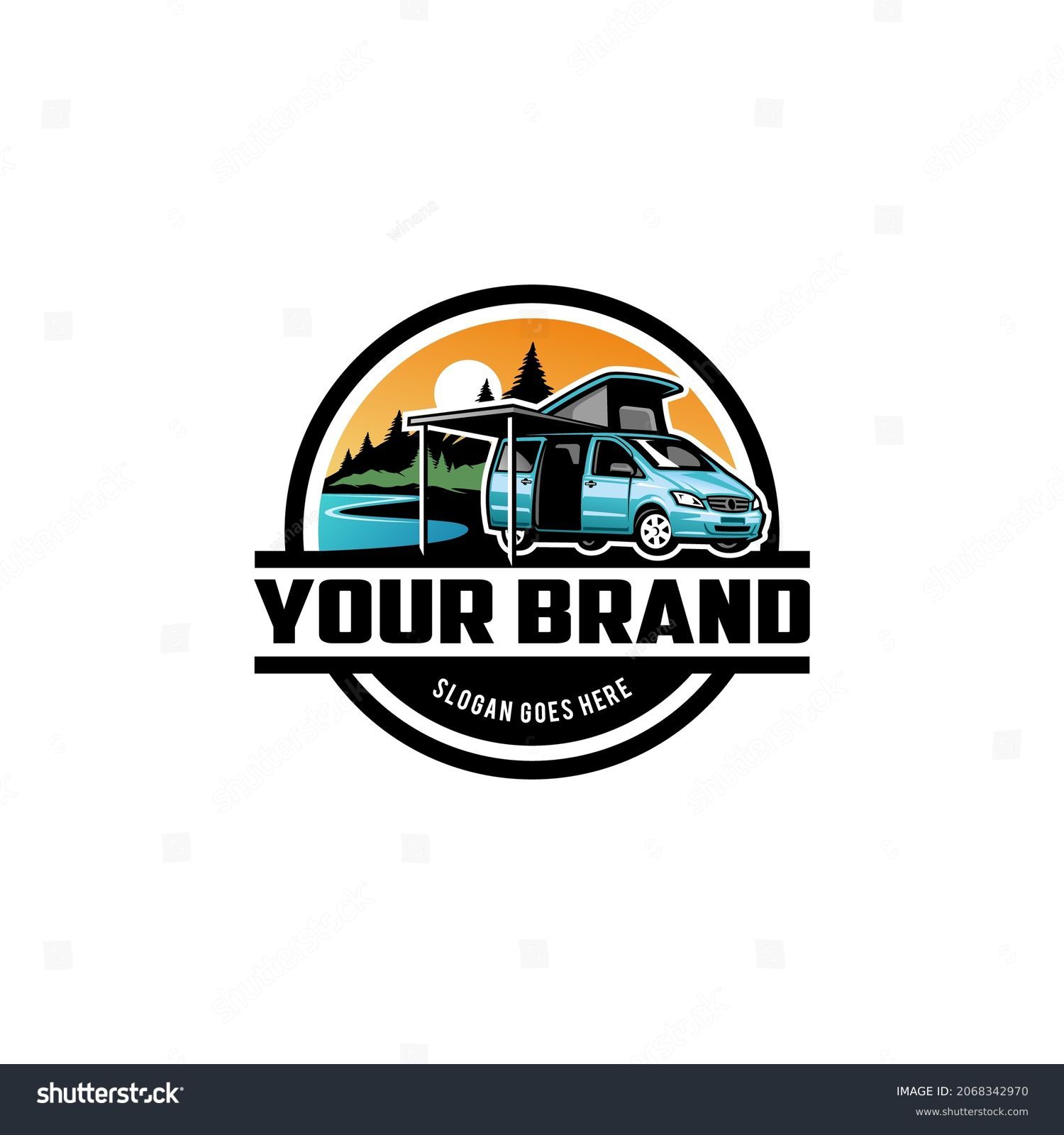 Camper van vector isolated logo - illustration - Royalty Free Stock ...