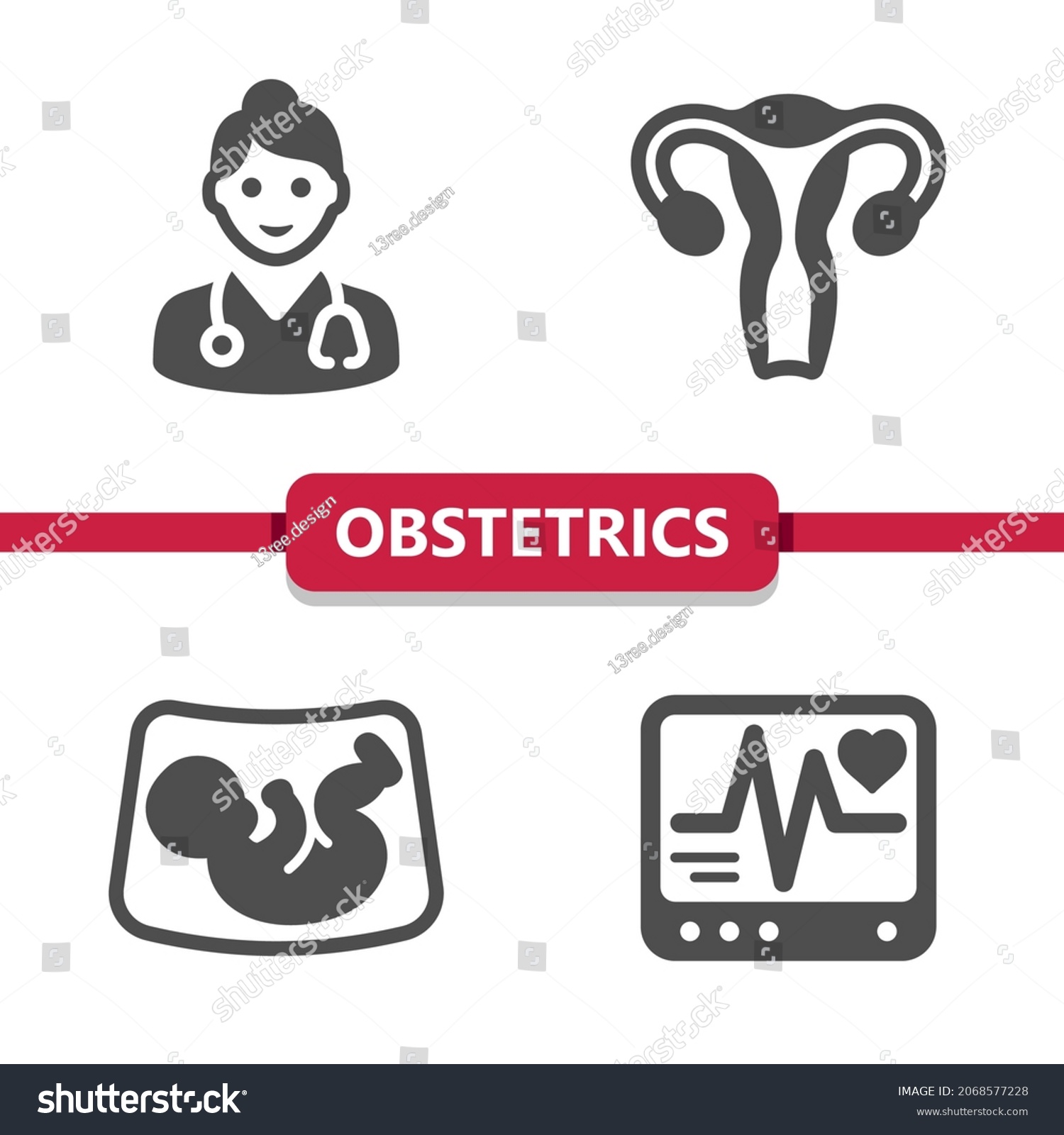 Obstetrics And Gynecology Icons Professional Royalty Free Stock