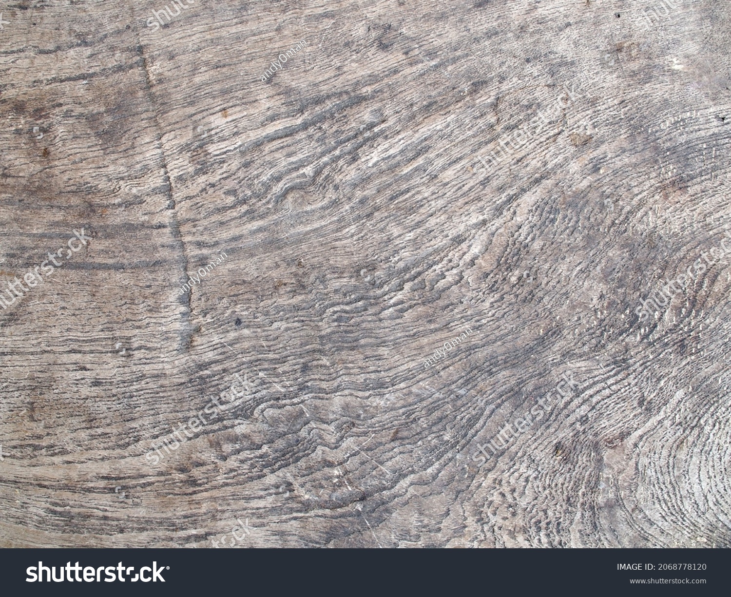 top view of obsolete rustic wooden desk, close-up rough surface of grunge hardwood with ripple tracery for background #2068778120