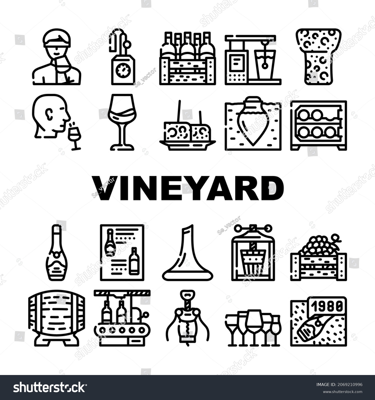 Vineyard Production Alcohol Drink Icons Set - Royalty Free Stock Vector ...