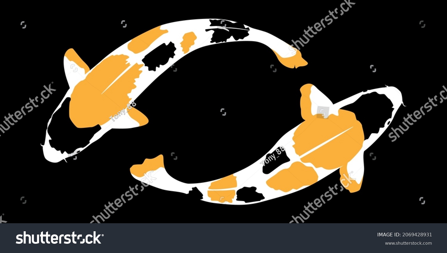Two Japanese Carp Vector Image Royalty Free Stock Vector 2069428931