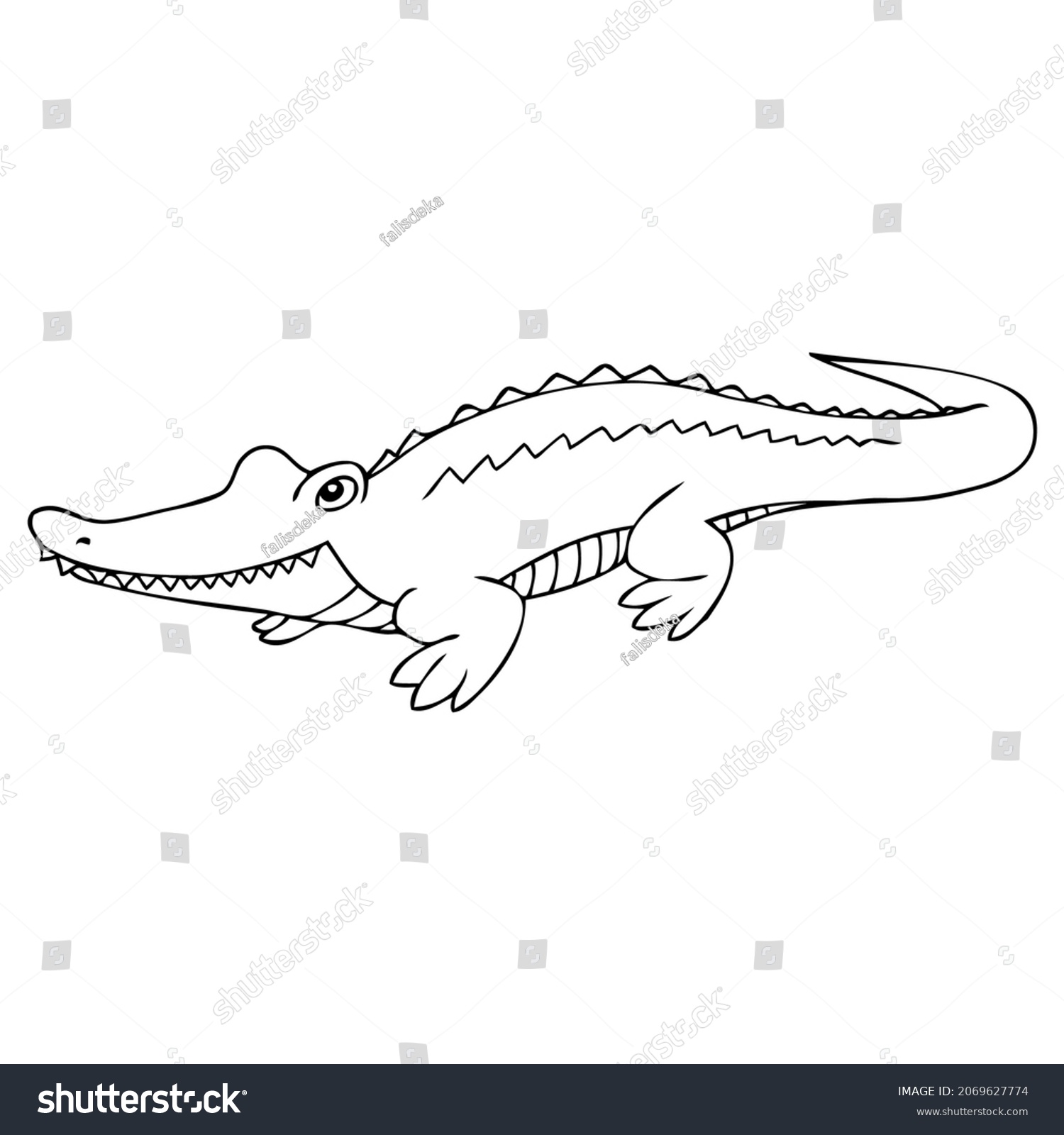 crocodile line vector illustration,isolated on - Royalty Free Stock ...