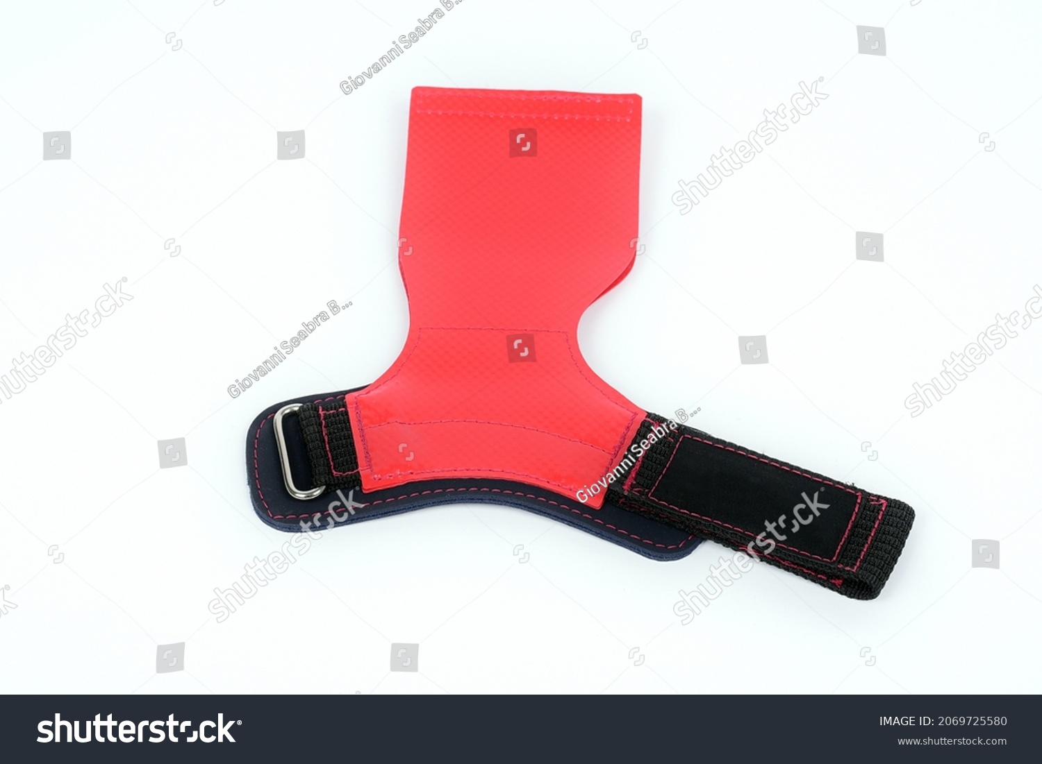 Elastic knee brace for physical training, crossfit, physiotherapy, body health, exercise, pilates, yoga and bodybuilding isolated on white background. #2069725580