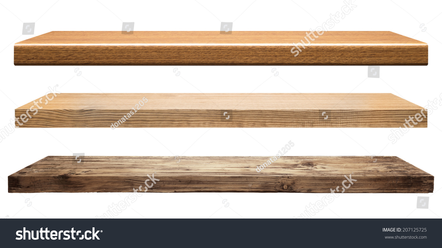 Wooden shelves isolated on white #207125725
