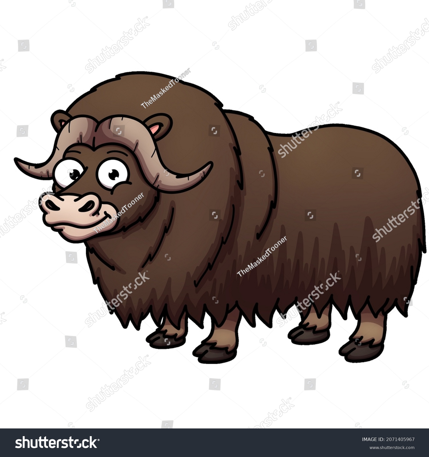 Cute Cartoon Musk Ox Vector Illustration With Royalty Free Stock