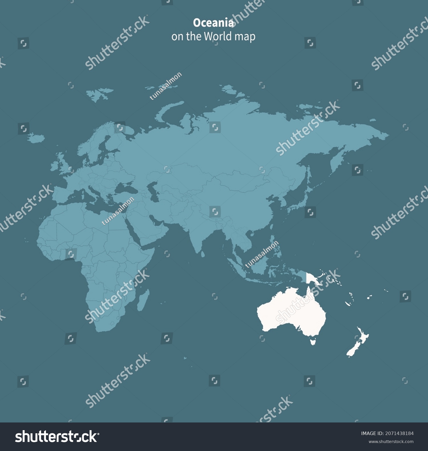 Oceania vector map. world map by region. Royalty Free Stock Vector