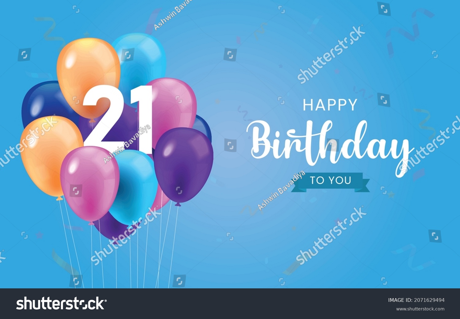 Happy 21st birthday, Greeting card, Vector - Royalty Free Stock Vector ...