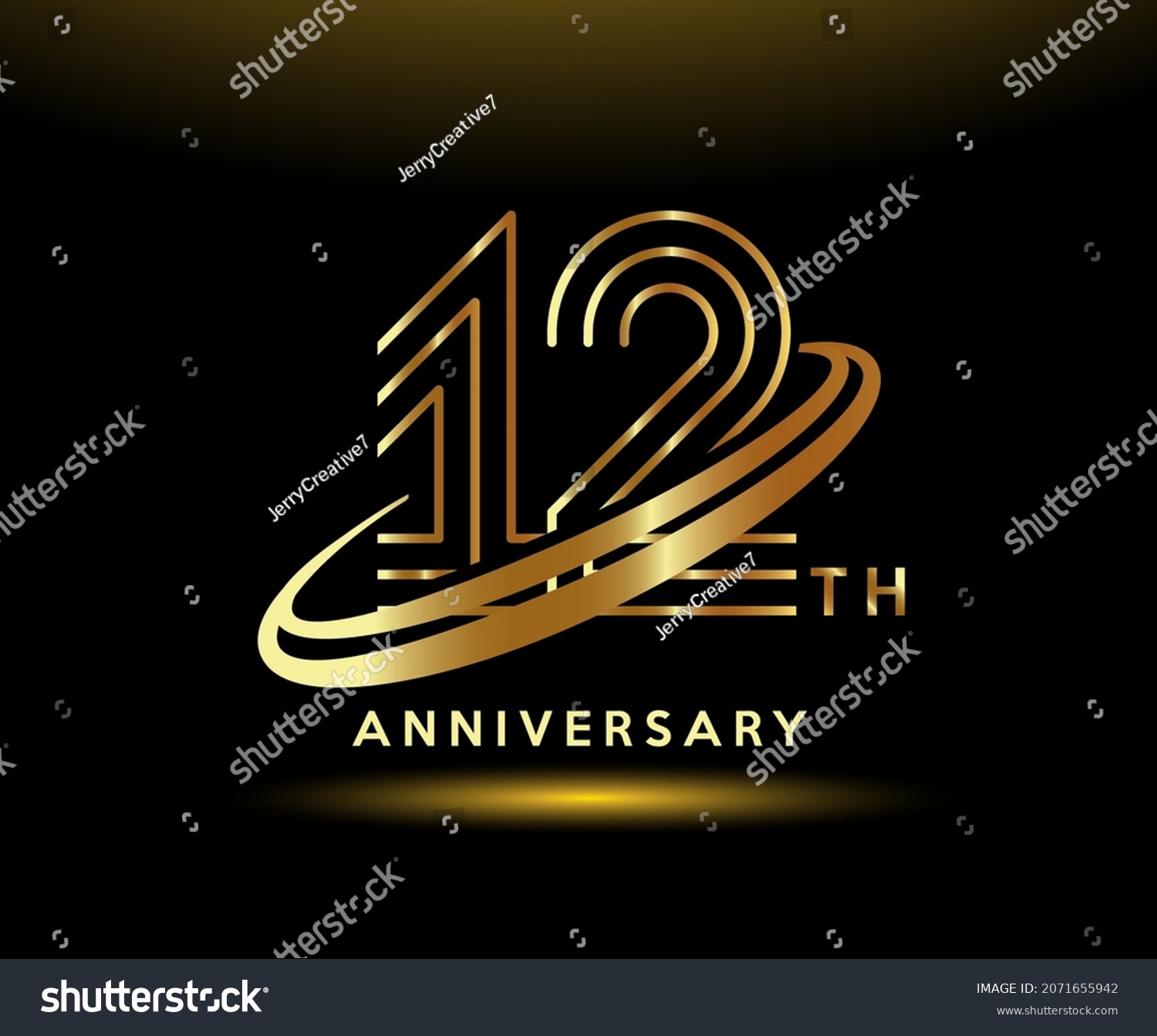 Golden 12 Year Anniversary Celebration Logo - Royalty Free Stock Vector ...