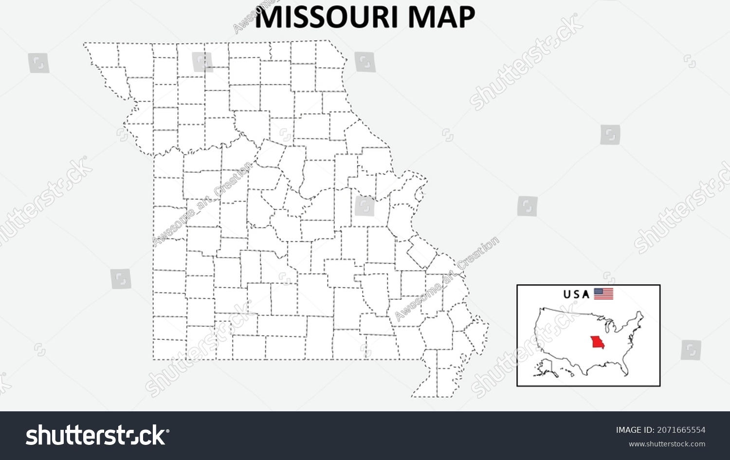 Missouri Map. State and district map of Missouri - Royalty Free Stock ...