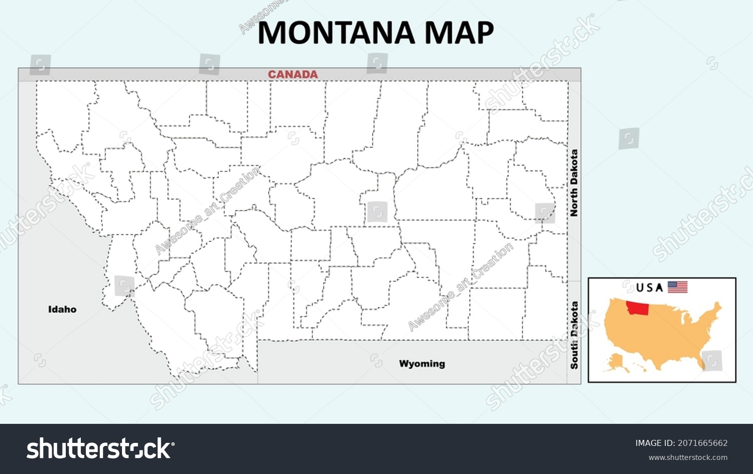 Montana Map. Political map of Montana with - Royalty Free Stock Vector ...