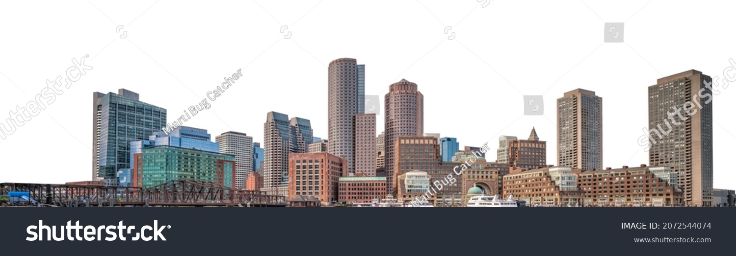 Cityscape of Boston (Massachusetts, USA) isolated on white background #2072544074