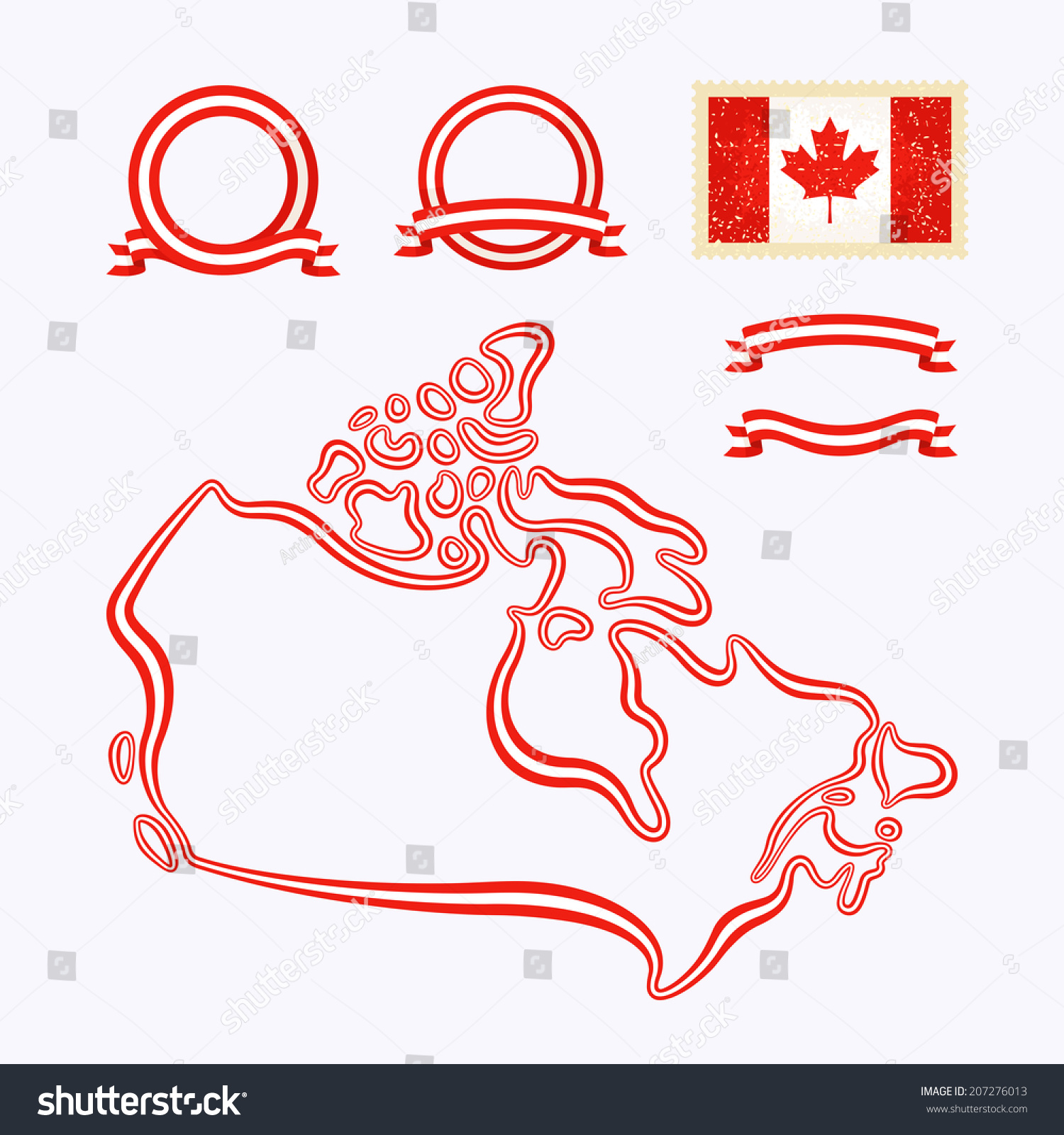 Outline map of Canada. Border is marked with a - Royalty Free Stock