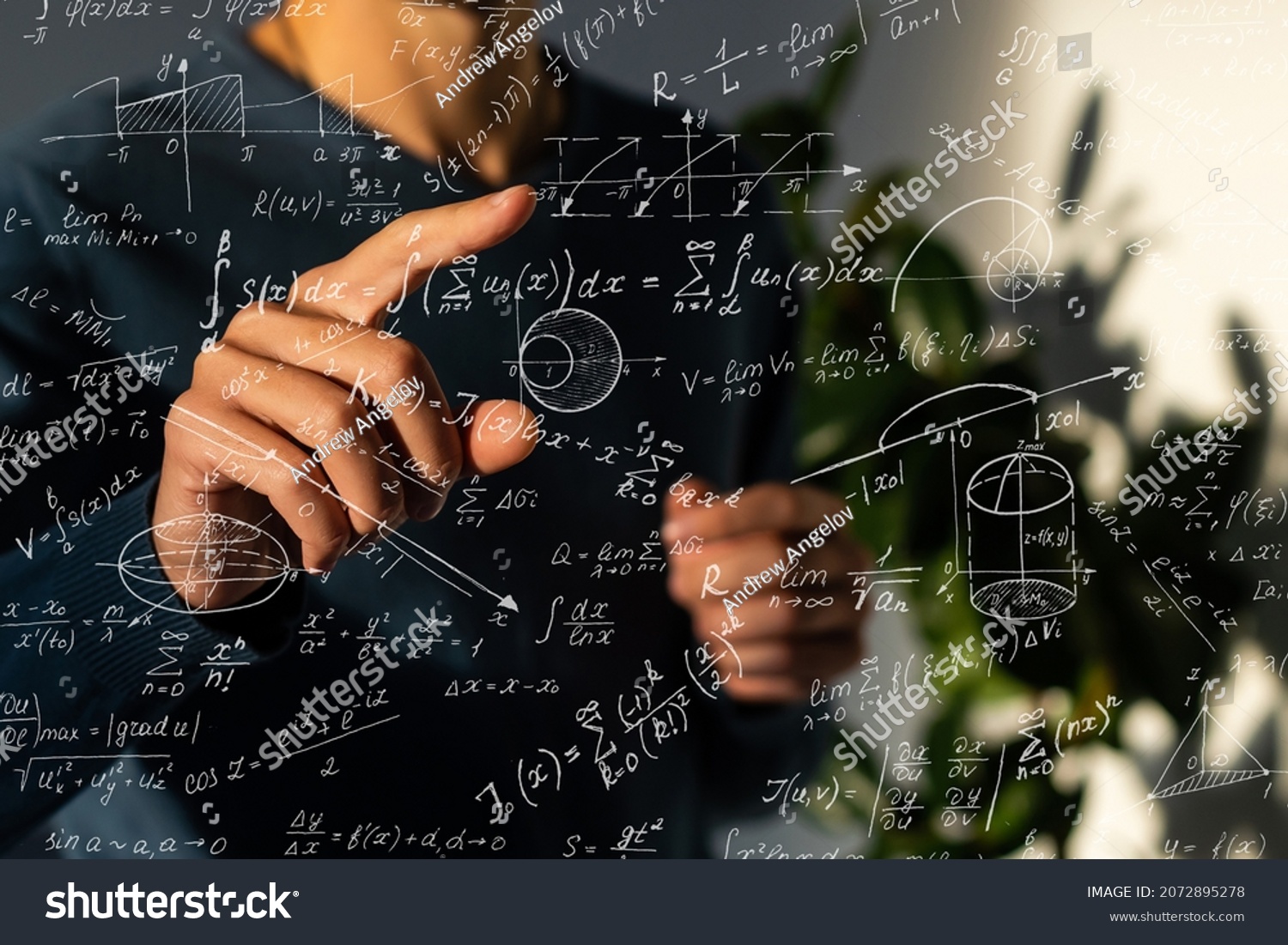 An image of a series of mathematical expressions and a hand pointing a finger at a formula. The image symbolizes the solution to the problem #2072895278