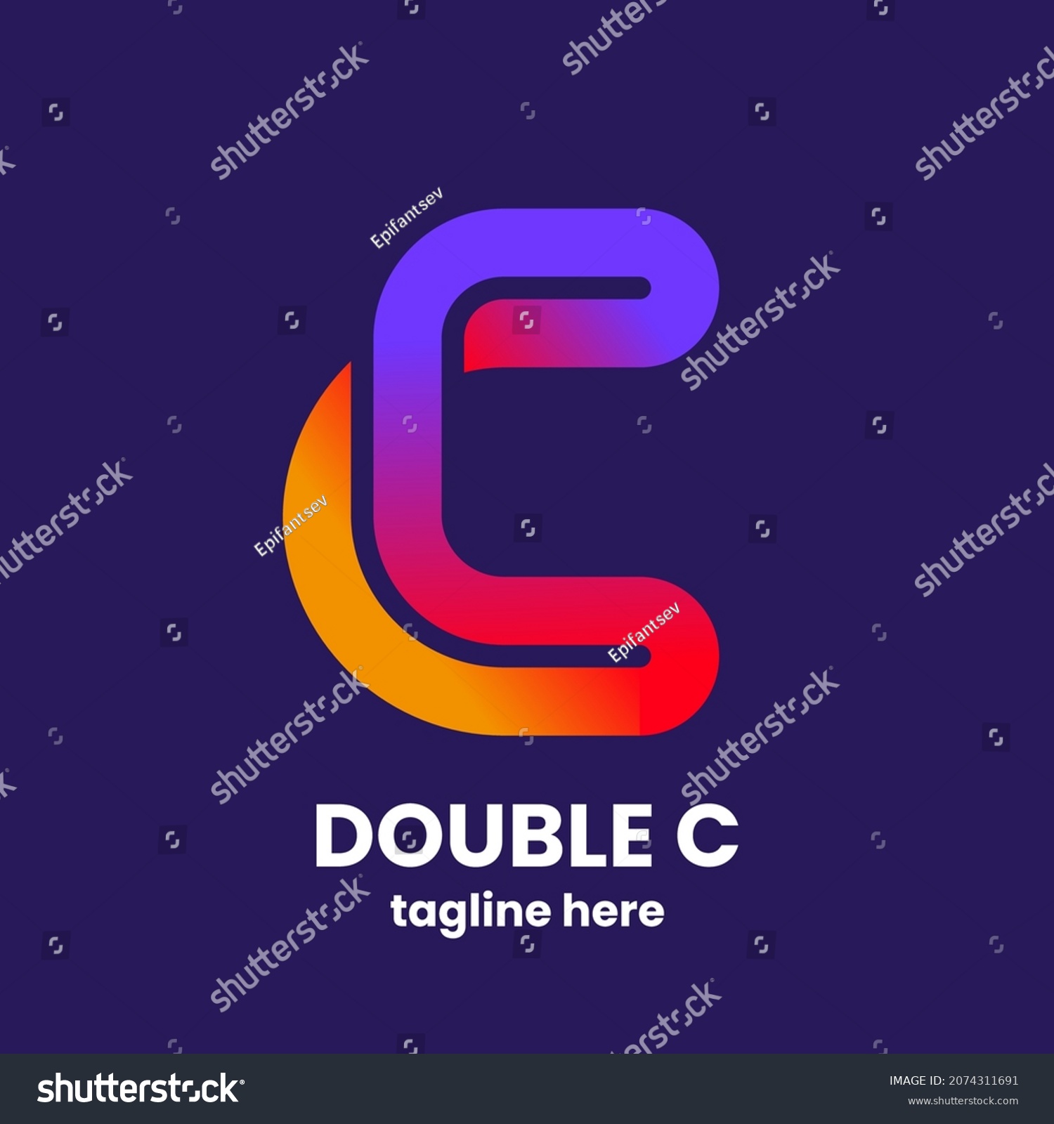 Double C logo design template. Abstract letter D. Modern vector emblem. Stock vector illustration. #2074311691
