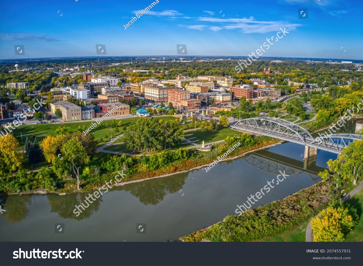 Aerial View of Grand Forks, North Dakota in Autumn #2074557931