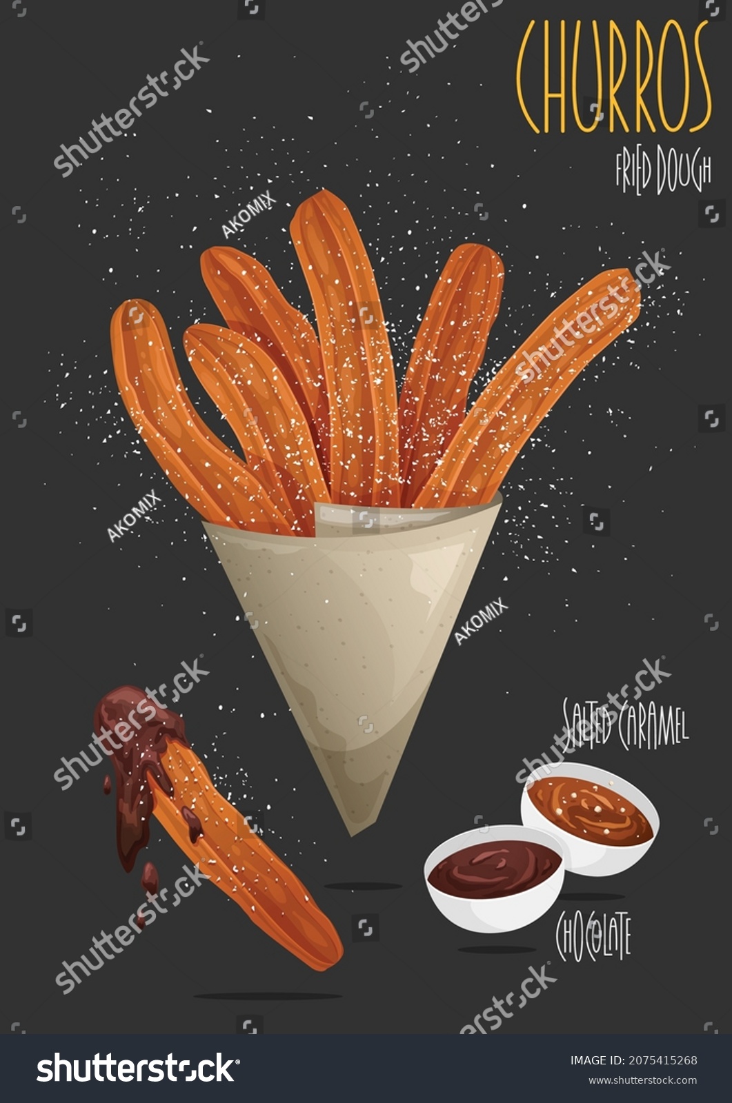 Churro Stick In Apaper Bag. Churro - Fried Dough - Royalty Free Stock ...