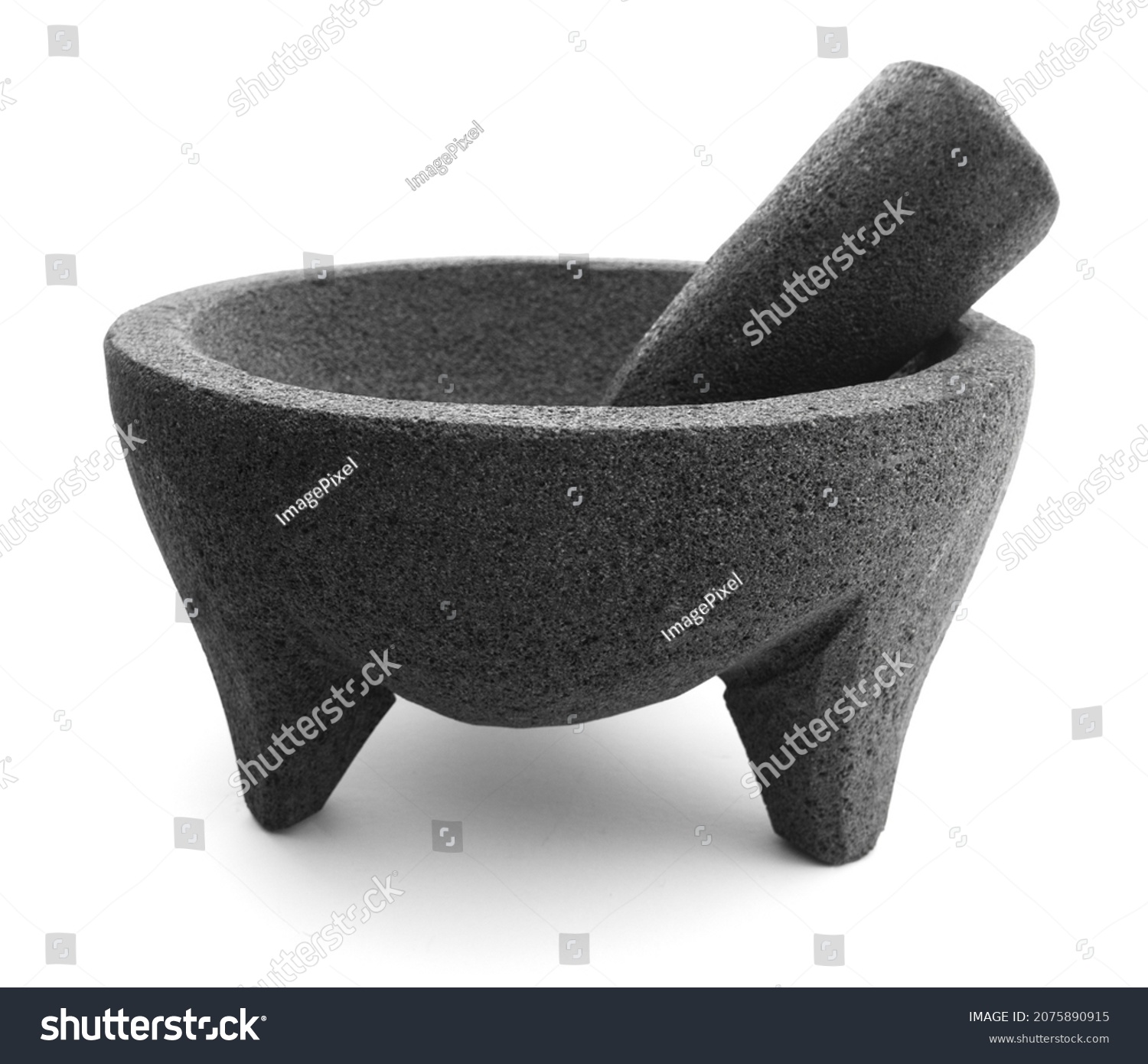 Isolated Molcajete Bowl On White #2075890915